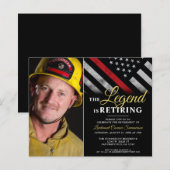 バジェット消防士の退職写真招待状 (正面/裏面)