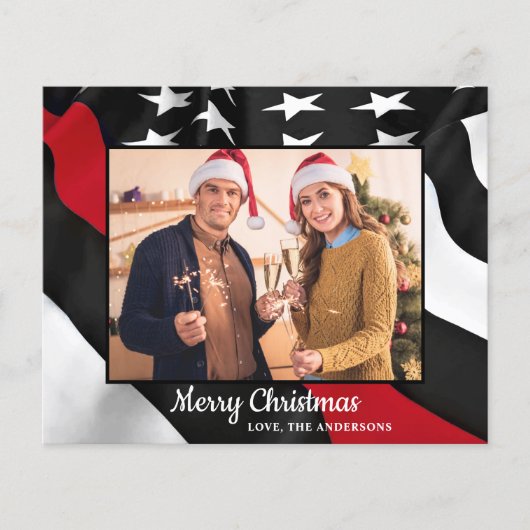 バジェット消防士クリスマスシンレッドライン国旗 (正面)