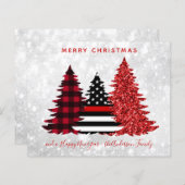 バジェット消防士クリスマスツリーレッドプレイドカード (正面/裏面)