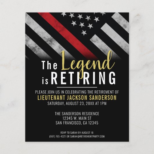 バジェット消防士退職パーティの招待状 (正面)