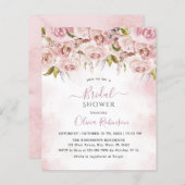 バジェット淡い色のピンクフローラブライダルシャワー招待 (正面/裏面)