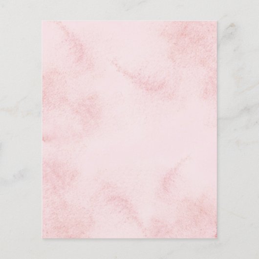 バジェット淡い色のピンクフローラブライダルシャワー招待 (裏面)