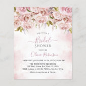 バジェット淡い色のピンクフローラブライダルシャワー招待 (正面)