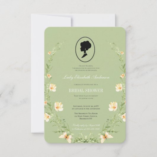 バジェット温室ボタニカルブリジガートンブライダルシャワー 招待状 (正面)