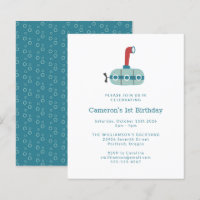 バジェット潜水艦シンプル招待状1st誕生日