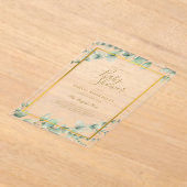 バジェット澄んアクリルまたは曇り赤ちゃんシャワー葉付き アクリル招待状 (レイダウン)