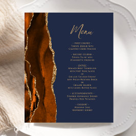 バジェット焼けオレンジ色のアガテのネイビー結婚ブルーのメニュー