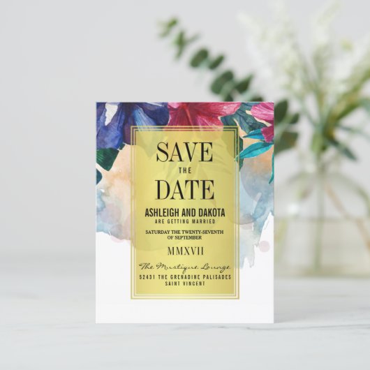 バジェット熱帯の水の色の花の日付を保存 (スタンド正面)