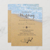 バジェット熱帯ビーチハート結婚インSand's Invite (正面/裏面)