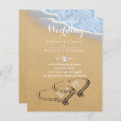 バジェット熱帯ビーチハート結婚インSand's Invite (正面/裏面)