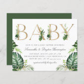 バジェット熱帯緑の金ゴールドレターベビーシャワー (正面/裏面)