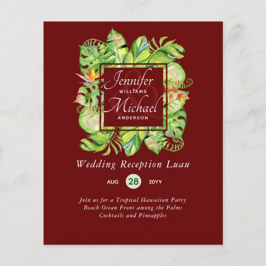 バジェット熱帯葉ルアウ(ハワイ式宴会)ウェディングレセプションインビ (正面)