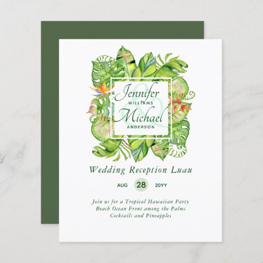バジェット熱帯葉ルアウ（ハワイ式宴会）ウェディングレセプションインビ (正面/裏面)