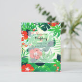 バジェット熱帯葉国の目的地の結婚式の招待状 (スタンド正面)