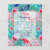 バジェット熱帯葉国の目的地の結婚式の招待状 (正面)