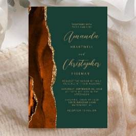 バジェット燃えたオレンジ色の金ゴールドアゲートグリーン結婚ズ