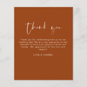 バジェット燃え結婚オレンジサンキューカード (裏面)