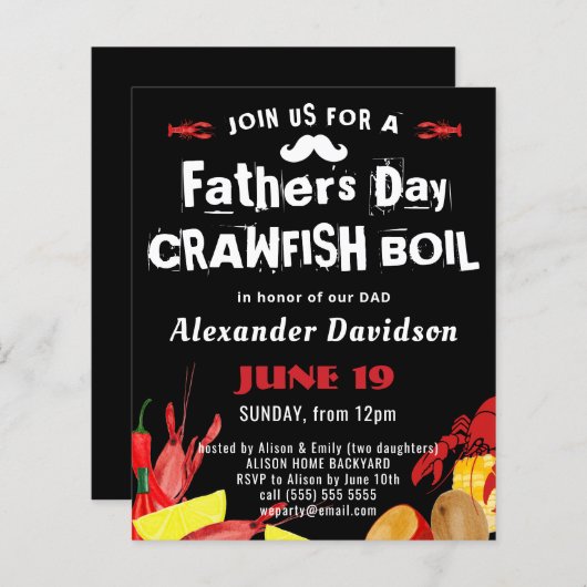 バジェット父の日クロウフィッシュ沸騰招待状 (正面/裏面)