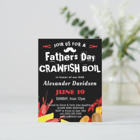 バジェット父の日クロウフィッシュ沸騰招待状 ポストカード (スタンド正面)