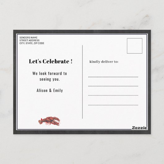 バジェット父の日チョーククロウフィッシュ沸騰招待状 ポストカード (裏面)