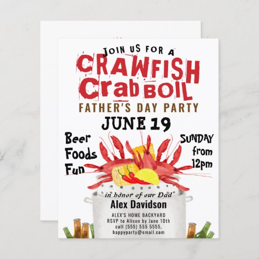 バジェット父の日フォトクロウフィッシュ沸騰招待状 (正面/裏面)