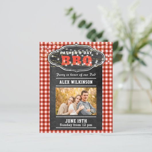 バジェット父の日レッドプレイドチョークBBQ招待状 (スタンド正面)