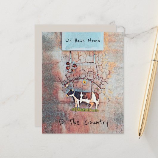 バジェット牛素朴カントリー西ファームムービングカード (正面/裏面インサイチュ)