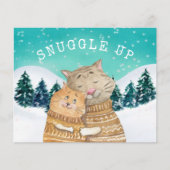 バジェット猫抱き寄せスノー・ホリデー・カード (正面)