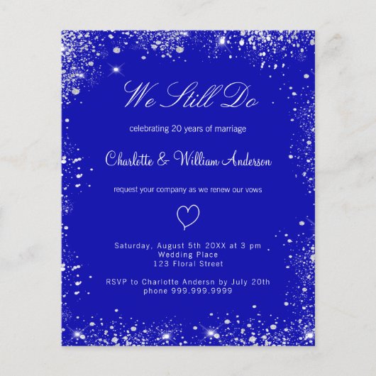 バジェット王室のブルーのシルバーの誓いの更新の招待 (正面)