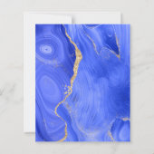 バジェット王室のブルー金ゴールドアゲート結婚式招待状 (裏面)