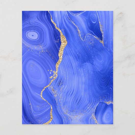 バジェット王室のブルー金ゴールドアゲート結婚式招待状 (裏面)