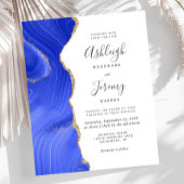 バジェット王室のブルー金ゴールドアゲート結婚式招待状