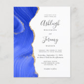 バジェット王室のブルー金ゴールドアゲート結婚式招待状 (正面)