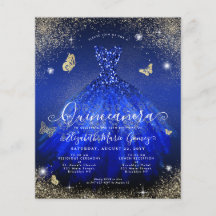 バジェット王室のブルー金ゴールドガウンキンセアニェラ招待状