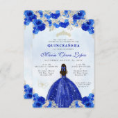 バジェット王室のブルー金ゴールドフローラプリンセスキンセアニラ ノートカード (正面/裏面)