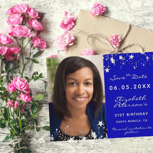 バジェット王室の誕生日の青い写真日付を保存