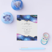 バジェット瑪瑙ブルーパープルピンク金ゴールド結婚式の招待 チラシ (シングル)