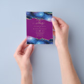 バジェット瑪瑙ブルーパープルピンク金ゴールド結婚式の招待 チラシ (手)