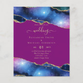 バジェット瑪瑙ブルーパープルピンク金ゴールド結婚式の招待 チラシ (正面)