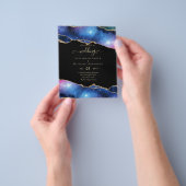 バジェット瑪瑙ブルーパープルピンク金ゴールド結婚式の招待 チラシ (手)