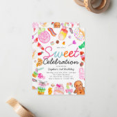 バジェット甘いお祝いキッズキャンディランド誕生日 ノートカード (正面/裏面インサイチュ)