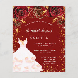 バジェット甘い16赤金ゴールドホワイトドレスの招待