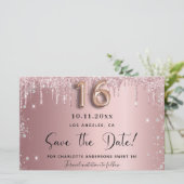 バジェット甘い16赤面ピンクグリッター日付を保存 (スタンド正面)