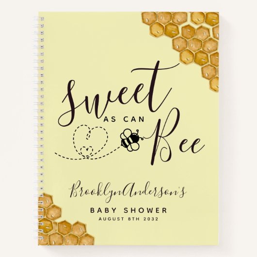 バジェット甘いCan Bee Baby Shower Guestbook ノートブック (正面)