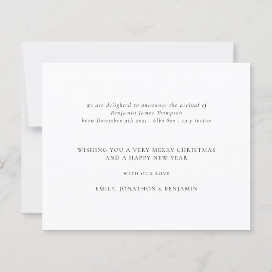 バジェット生まれたばかりのクリスマスフォト統計ホリデーカード (裏面)