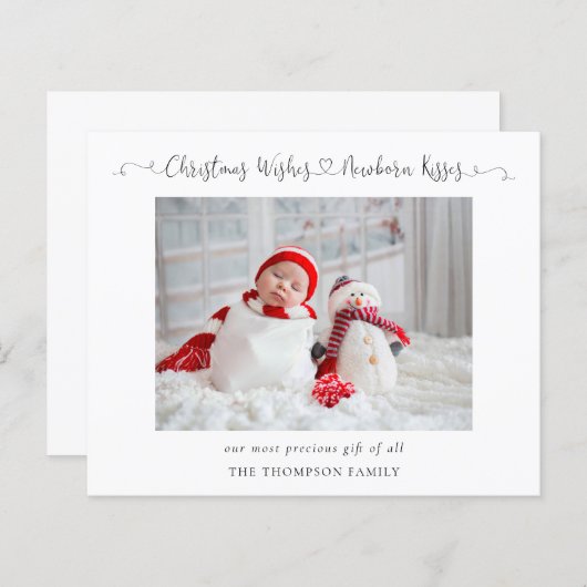 バジェット生まれたばかりのクリスマスフォト統計ホリデーカード (正面/裏面)
