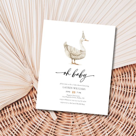 バジェット男女兼用グースベイビーシャワー招待状