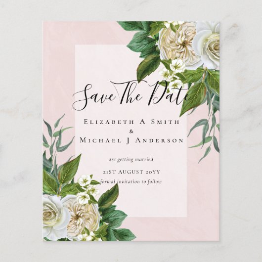 バジェット白のバラ救スデイテ結婚ィズのシック チラシ (正面)