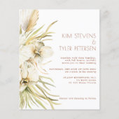 バジェット白フローラモダンボー結婚式招待状 (正面)