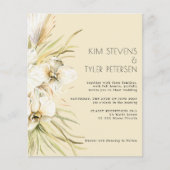バジェット白フローラモダンボー結婚式招待状 (正面)